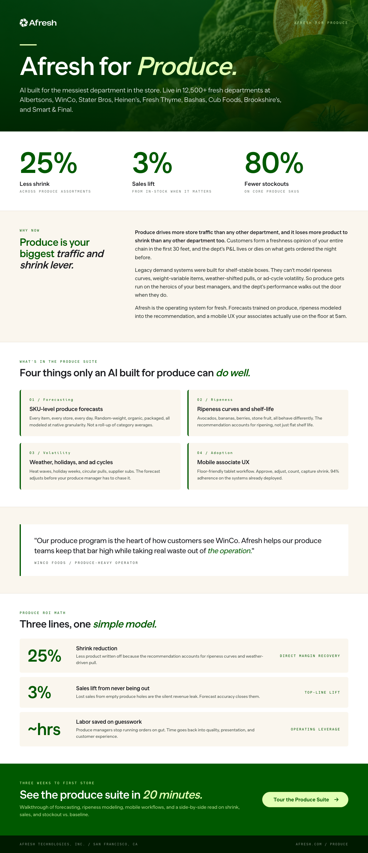 Produce one-pager